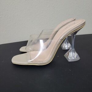 Nasty Gal Womens Off White Slip‎ On Square Toe High Stiletto Pump Heels Size 5